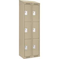 Casiers Clean Line, 3 niveaux, Bloc de 2, 24" x 18" x 78", Acier, Beige, Rivet (assembl&eacute;) Helyx Safety & Industrial Supplies