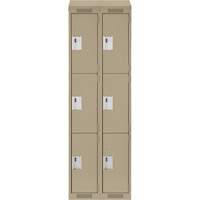 Casiers Clean Line, 3 niveaux, Bloc de 2, 24" x 18" x 78", Acier, Beige, Rivet (assembl&eacute;) Helyx Safety & Industrial Supplies