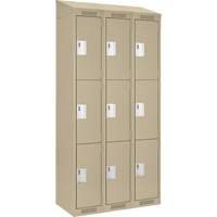 Casiers Clean Line, 3 niveaux, Bloc de 3, 36" x 18" x 78", Acier, Beige, Rivet (assembl&eacute;) Helyx Safety & Industrial Supplies