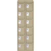 Petits casiers Clean Line, 6 niveaux, Bloc de 2, 24" x 18" x 78", Acier, Beige, Rivet (assembl&eacute;) Helyx Safety & Industrial Supplies