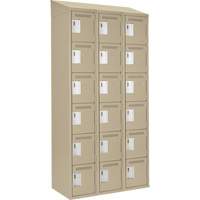 Petits casiers Clean Line, 6 niveaux, Bloc de 3, 36" x 18" x 78", Acier, Beige, Rivet (assembl&eacute;) Helyx Safety & Industrial Supplies