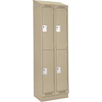 Casiers Clean Line, 2 niveaux, Bloc de 2, 24" x 18" x 82", Acier, Beige, Rivet (assembl&eacute;) Helyx Safety & Industrial Supplies