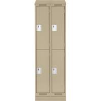 Casiers Clean Line, 2 niveaux, Bloc de 2, 24" x 18" x 82", Acier, Beige, Rivet (assembl&eacute;) Helyx Safety & Industrial Supplies