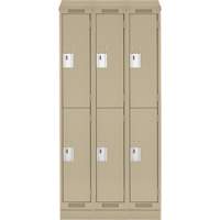 Casiers Clean Line, 2 niveaux, Bloc de 3, 36" x 18" x 82", Acier, Beige, Rivet (assembl&eacute;) Helyx Safety & Industrial Supplies