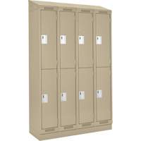 Casiers Clean Line, 2 niveaux, Bloc de 4, 48" x 18" x 82", Acier, Beige, Rivet (assembl&eacute;) Helyx Safety & Industrial Supplies