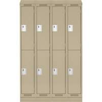 Casiers Clean Line, 2 niveaux, Bloc de 4, 48" x 18" x 82", Acier, Beige, Rivet (assembl&eacute;) Helyx Safety & Industrial Supplies