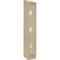 Clean Line Lockers, 3 -tier, 12" x 18" x 82", Steel, Beige, Rivet (Assembled) Helyx Safety & Industrial Supplies