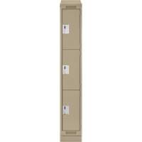 Clean Line Lockers, 3 -tier, 12" x 18" x 82", Steel, Beige, Rivet (Assembled) Helyx Safety & Industrial Supplies