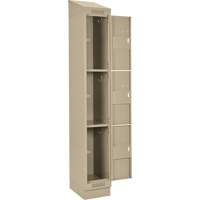 Casiers Clean Line, 3 niveaux, Bloc de 4, 48" x 18" x 82", Acier, Beige, Rivet (assembl&eacute;) Helyx Safety & Industrial Supplies
