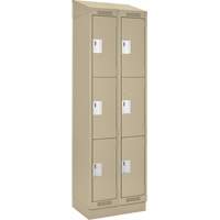 Casiers Clean Line, 3 niveaux, Bloc de 2, 24" x 18" x 82", Acier, Beige, Rivet (assembl&eacute;) Helyx Safety & Industrial Supplies