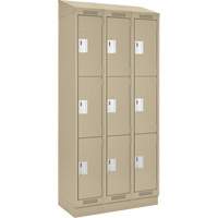 Casiers Clean Line, 3 niveaux, Bloc de 3, 36" x 18" x 82", Acier, Beige, Rivet (assembl&eacute;) Helyx Safety & Industrial Supplies