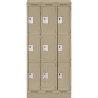 Casiers Clean Line, 3 niveaux, Bloc de 3, 36" x 18" x 82", Acier, Beige, Rivet (assembl&eacute;) Helyx Safety & Industrial Supplies