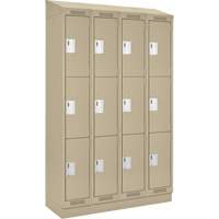Casiers Clean Line, 3 niveaux, Bloc de 4, 48" x 18" x 82", Acier, Beige, Rivet (assembl&eacute;) Helyx Safety & Industrial Supplies