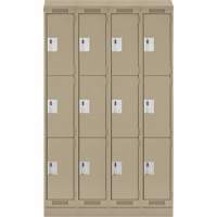 Casiers Clean Line, 3 niveaux, Bloc de 4, 48" x 18" x 82", Acier, Beige, Rivet (assembl&eacute;) Helyx Safety & Industrial Supplies
