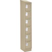 Clean Line Lockerette , 6 -tier, 12" x 18" x 82", Steel, Beige, Rivet (Assembled) Helyx Safety & Industrial Supplies