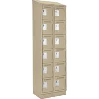 Petits casiers Clean Line, 6 niveaux, Bloc de 2, 24" x 18" x 82", Acier, Beige, Rivet (assembl&eacute;) Helyx Safety & Industrial Supplies