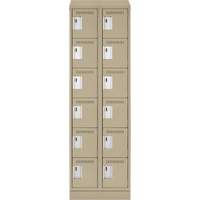 Petits casiers Clean Line, 6 niveaux, Bloc de 2, 24" x 18" x 82", Acier, Beige, Rivet (assembl&eacute;) Helyx Safety & Industrial Supplies