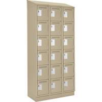 Petits casiers Clean Line, 6 niveaux, Bloc de 3, 36" x 18" x 82", Acier, Beige, Rivet (assembl&eacute;) Helyx Safety & Industrial Supplies