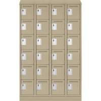Petits casiers Clean Line, 6 niveaux, Bloc de 4, 48" x 18" x 82", Acier, Beige, Rivet (assembl&eacute;) Helyx Safety & Industrial Supplies