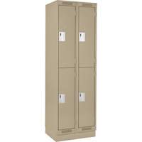 Casiers Clean Line, 2 niveaux, Bloc de 2, 24" x 18" x 76", Acier, Beige, Rivet (assembl&eacute;) Helyx Safety & Industrial Supplies