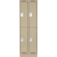 Casiers Clean Line, 2 niveaux, Bloc de 2, 24" x 18" x 76", Acier, Beige, Rivet (assembl&eacute;) Helyx Safety & Industrial Supplies