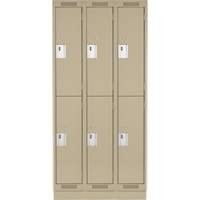 Casiers Clean Line, 2 niveaux, Bloc de 3, 36" x 18" x 76", Acier, Beige, Rivet (assembl&eacute;) Helyx Safety & Industrial Supplies