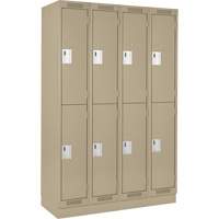 Casiers Clean Line, 2 niveaux, Bloc de 4, 48" x 18" x 76", Acier, Beige, Rivet (assembl&eacute;) Helyx Safety & Industrial Supplies