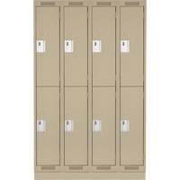 Casiers Clean Line, 2 niveaux, Bloc de 4, 48" x 18" x 76", Acier, Beige, Rivet (assembl&eacute;) Helyx Safety & Industrial Supplies