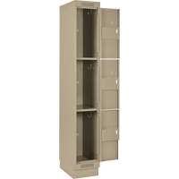 Casiers Clean Line, 3 niveaux, Bloc de 4, 48" x 18" x 76", Acier, Beige, Rivet (assembl&eacute;) Helyx Safety & Industrial Supplies