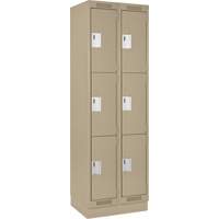 Casiers Clean Line, 3 niveaux, Bloc de 2, 24" x 18" x 76", Acier, Beige, Rivet (assembl&eacute;) Helyx Safety & Industrial Supplies