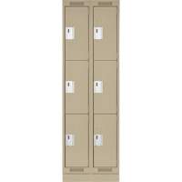 Casiers Clean Line, 3 niveaux, Bloc de 2, 24" x 18" x 76", Acier, Beige, Rivet (assembl&eacute;) Helyx Safety & Industrial Supplies