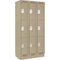 Casiers Clean Line, 3 niveaux, Bloc de 3, 36" x 18" x 76", Acier, Beige, Rivet (assembl&eacute;) Helyx Safety & Industrial Supplies