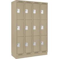 Casiers Clean Line, 3 niveaux, Bloc de 4, 48" x 18" x 76", Acier, Beige, Rivet (assembl&eacute;) Helyx Safety & Industrial Supplies