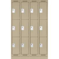 Casiers Clean Line, 3 niveaux, Bloc de 4, 48" x 18" x 76", Acier, Beige, Rivet (assembl&eacute;) Helyx Safety & Industrial Supplies