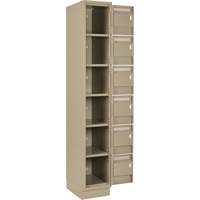 Petits casiers Clean Line, 6 niveaux, Bloc de 4, 48" x 18" x 76", Acier, Beige, Rivet (assembl&eacute;) Helyx Safety & Industrial Supplies