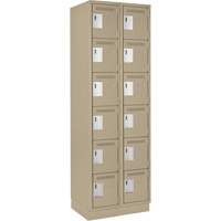 Petits casiers Clean Line, 6 niveaux, Bloc de 2, 24" x 18" x 76", Acier, Beige, Rivet (assembl&eacute;) Helyx Safety & Industrial Supplies