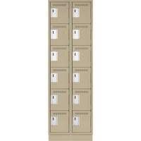 Petits casiers Clean Line, 6 niveaux, Bloc de 2, 24" x 18" x 76", Acier, Beige, Rivet (assembl&eacute;) Helyx Safety & Industrial Supplies