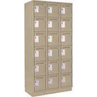 Petits casiers Clean Line, 6 niveaux, Bloc de 3, 36" x 18" x 76", Acier, Beige, Rivet (assembl&eacute;) Helyx Safety & Industrial Supplies