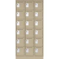 Petits casiers Clean Line, 6 niveaux, Bloc de 3, 36" x 18" x 76", Acier, Beige, Rivet (assembl&eacute;) Helyx Safety & Industrial Supplies