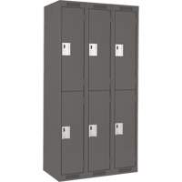 Casiers Clean Line, 2 niveaux, Bloc de 3, 36" x 18" x 72", Acier, Charbon, Rivet (assembl&eacute;) Helyx Safety & Industrial Supplies