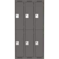 Casiers Clean Line, 2 niveaux, Bloc de 3, 36" x 18" x 72", Acier, Charbon, Rivet (assembl&eacute;) Helyx Safety & Industrial Supplies