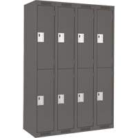 Casiers Clean Line, 2 niveaux, Bloc de 4, 48" x 18" x 72", Acier, Charbon, Rivet (assembl&eacute;) Helyx Safety & Industrial Supplies