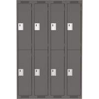 Casiers Clean Line, 2 niveaux, Bloc de 4, 48" x 18" x 72", Acier, Charbon, Rivet (assembl&eacute;) Helyx Safety & Industrial Supplies