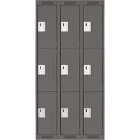 Casiers Clean Line, 3 niveaux, Bloc de 3, 36" x 18" x 72", Acier, Charbon, Rivet (assembl&eacute;) Helyx Safety & Industrial Supplies
