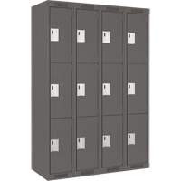 Casiers Clean Line, 3 niveaux, Bloc de 4, 48" x 18" x 72", Acier, Charbon, Rivet (assembl&eacute;) Helyx Safety & Industrial Supplies