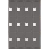 Casiers Clean Line, 3 niveaux, Bloc de 4, 48" x 18" x 72", Acier, Charbon, Rivet (assembl&eacute;) Helyx Safety & Industrial Supplies