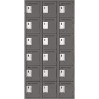 Petits casiers Clean Line, 6 niveaux, Bloc de 3, 36" x 18" x 72", Acier, Charbon, Rivet (assembl&eacute;) Helyx Safety & Industrial Supplies