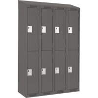 Casiers Clean Line, 2 niveaux, Bloc de 4, 48" x 18" x 78", Acier, Charbon, Rivet (assembl&eacute;) Helyx Safety & Industrial Supplies