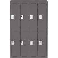 Casiers Clean Line, 2 niveaux, Bloc de 4, 48" x 18" x 78", Acier, Charbon, Rivet (assembl&eacute;) Helyx Safety & Industrial Supplies