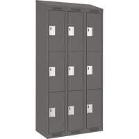 Casiers Clean Line, 3 niveaux, Bloc de 3, 36" x 18" x 78", Acier, Charbon, Rivet (assembl&eacute;) Helyx Safety & Industrial Supplies
